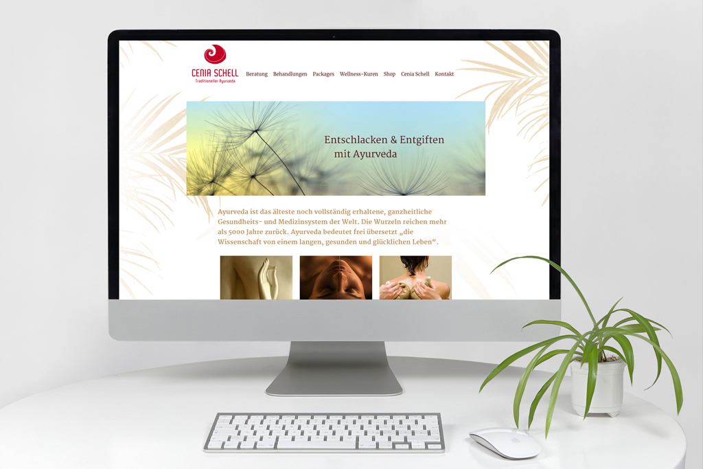 Desktop Layout einer responsiven Website für eine Ayurveda Praxis