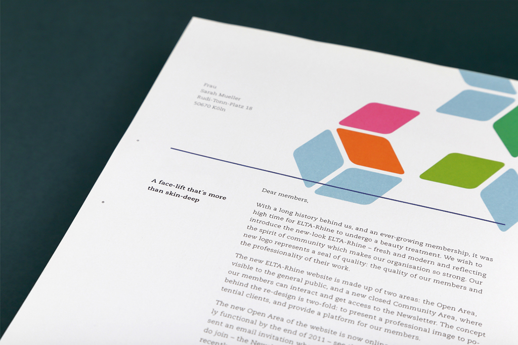 Offset Briefpapier mit Briefkopf Design für ein Mitglieder Mailing
