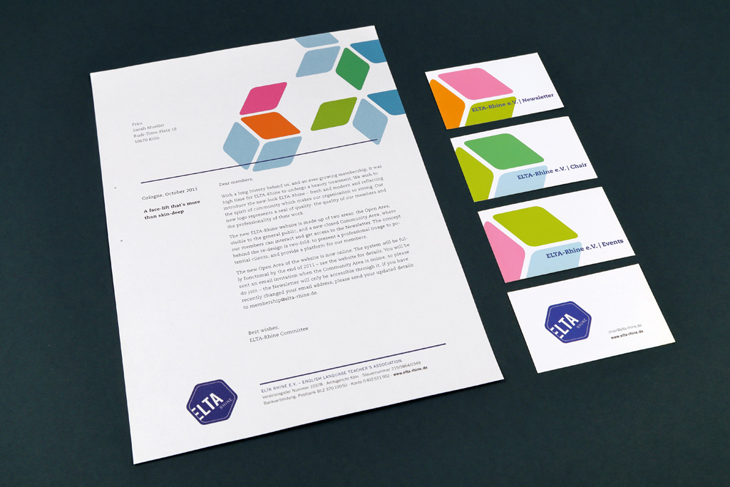 Grafikdesign Köln, Corporate Design umgesetzt auf Visitenkarten und Briefpapier