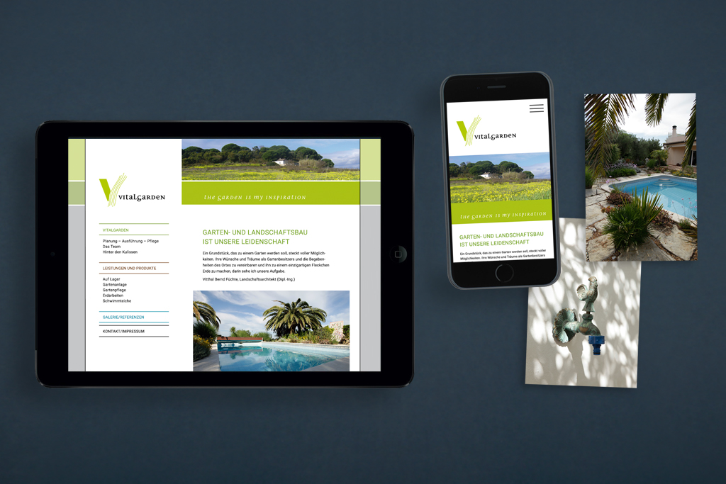 Responsive Website für einen Landschaftsarchitekten, Ansicht auf Tablet und Handy