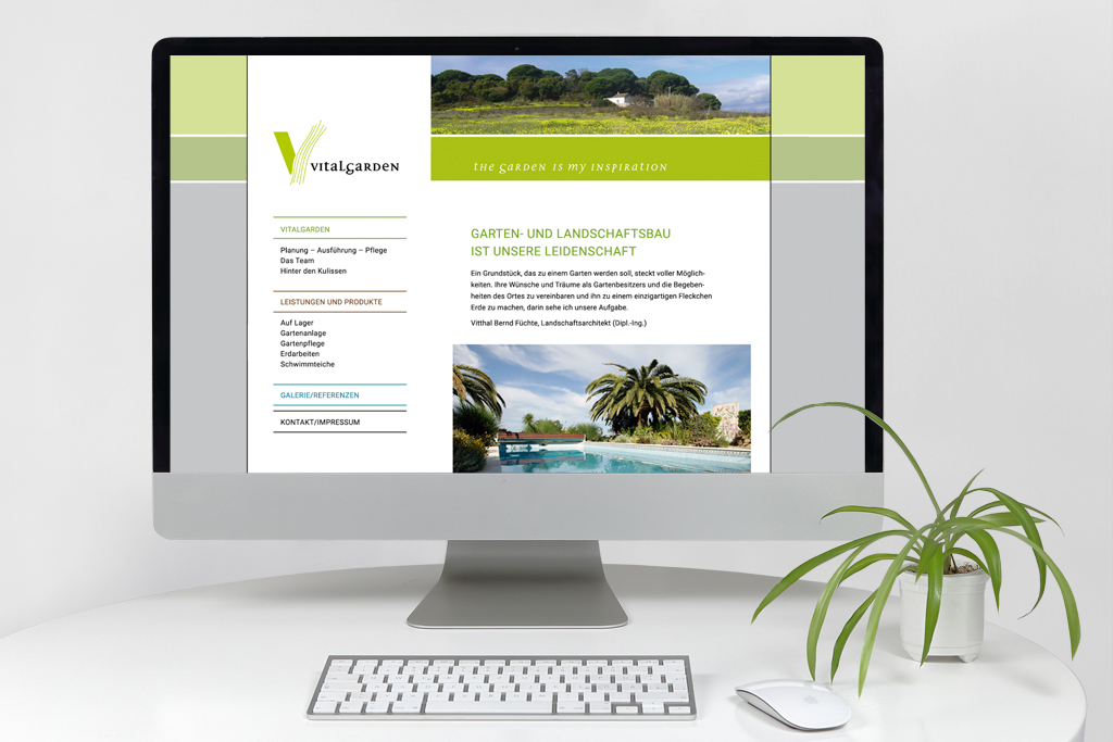 Desktop Layout einer responsiven Website für einen Landschaftsarchitekten