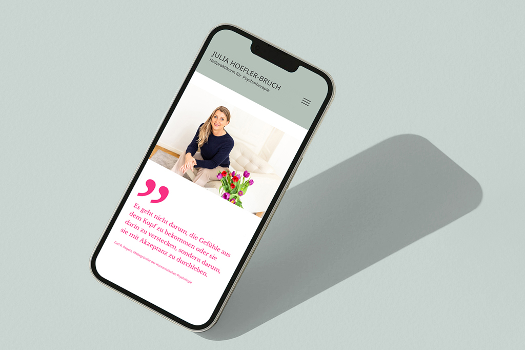 Mobile Ansicht der Website einer Psychotherapiepraxis in Kö