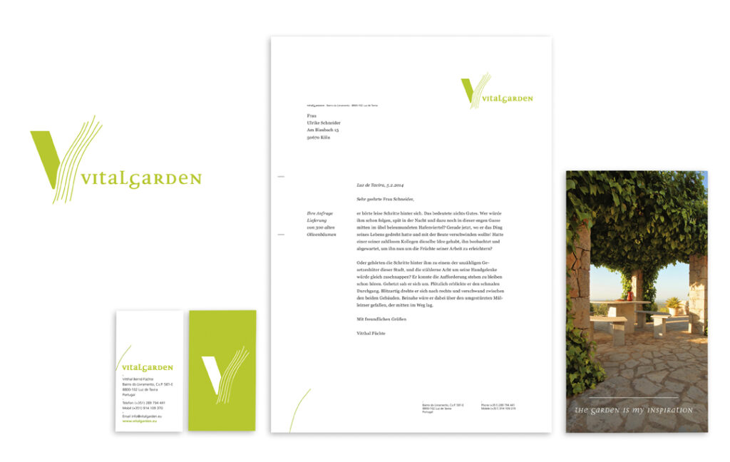 Corporate Design Beispiel mit Briefbogen, Visitenkarte und Flyer im einheitlichen Layout
