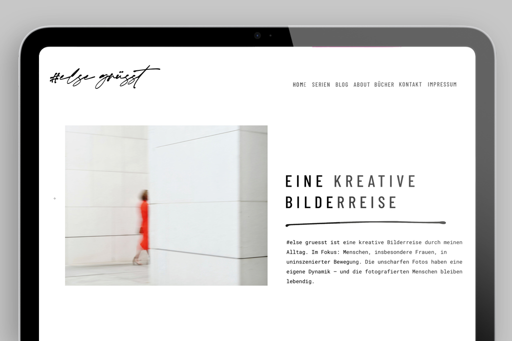 Vorschaubild der Startseite einer Website für eine Fotokünstlerin in Köln – Beispiel für Webdesign und Gestaltung im fotografischen Bereich.