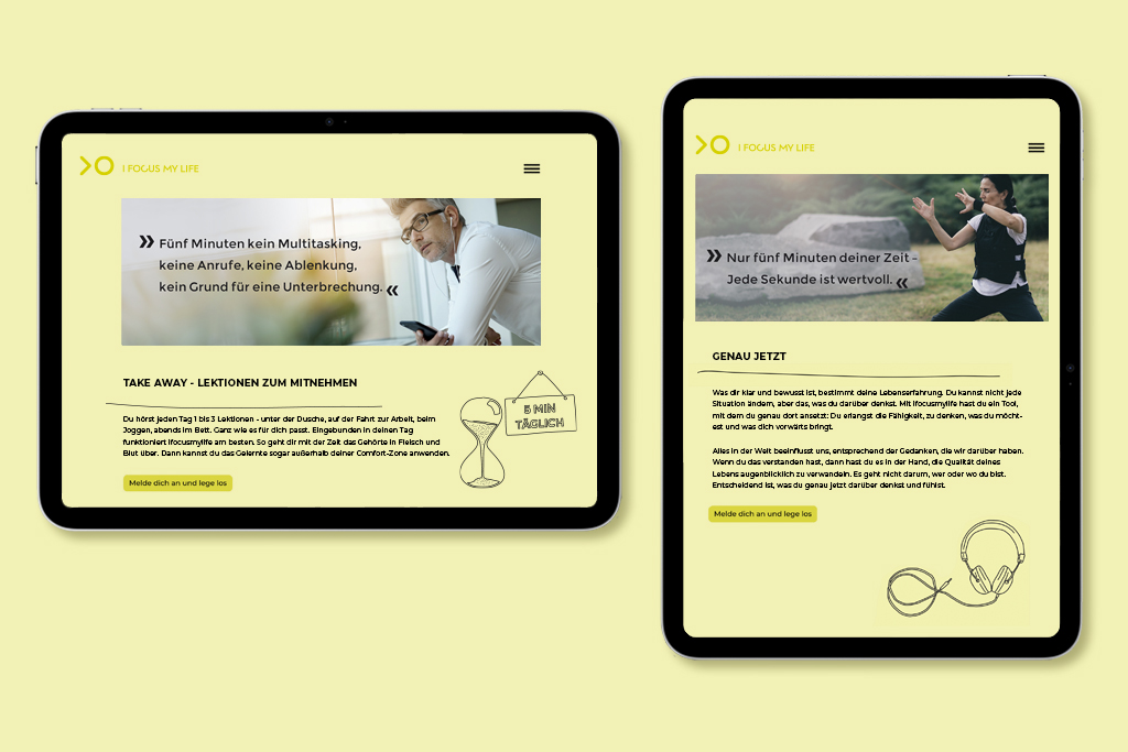 Responsive Webdesign auf einem Tablet im Hoch- und Querformat